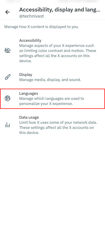 How to language change on twitter mobile 6